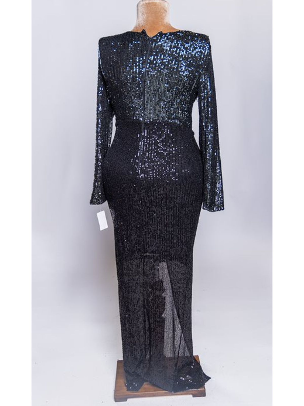 Sequin Front Slit Long Sleeve Party Dress
