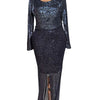 Sequin Front Slit Long Sleeve Party Dress