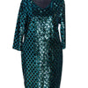 Sequin Long Sleeves Midi Dress Loose Fit Party Dress