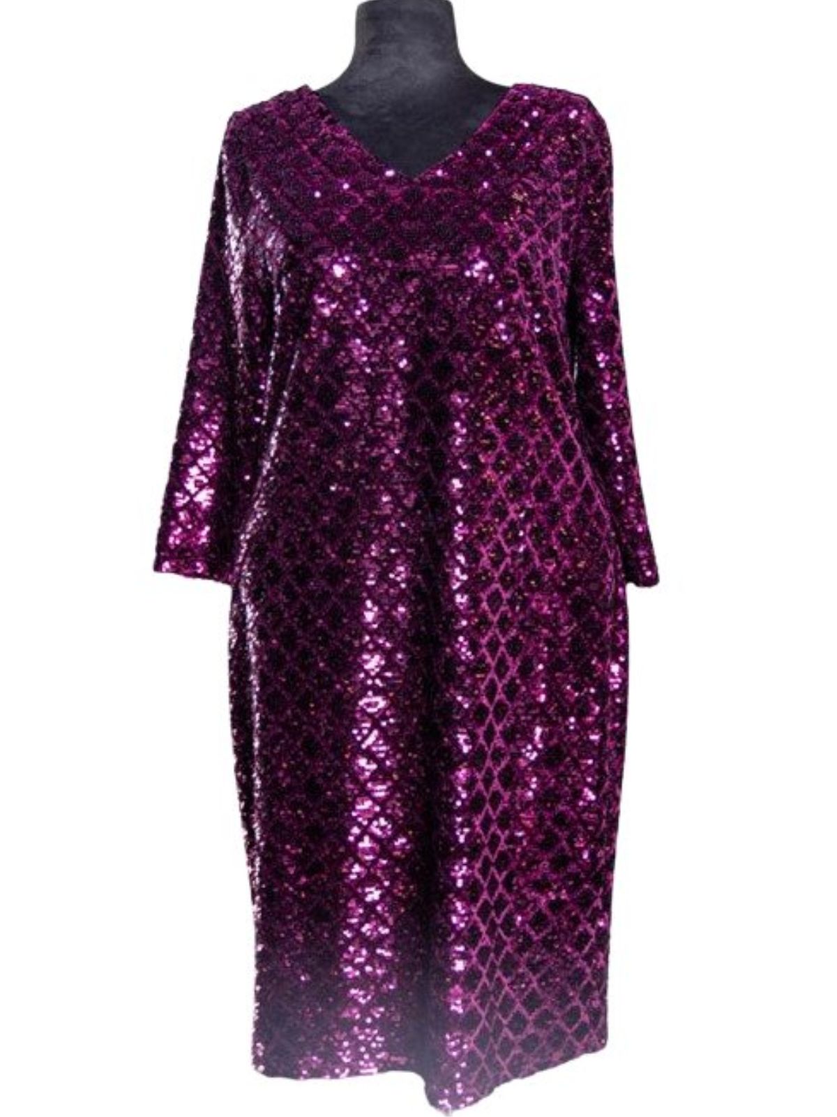 Sequin Long Sleeves Midi Dress Loose Fit Party Dress
