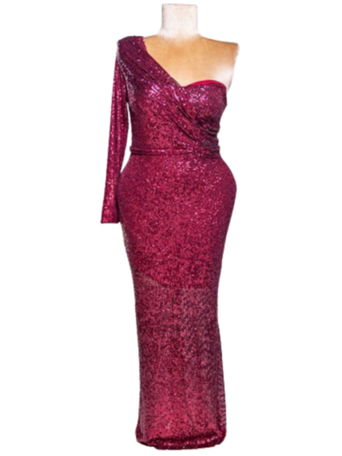 Sequin One Hand Long Sleeve Party Dress