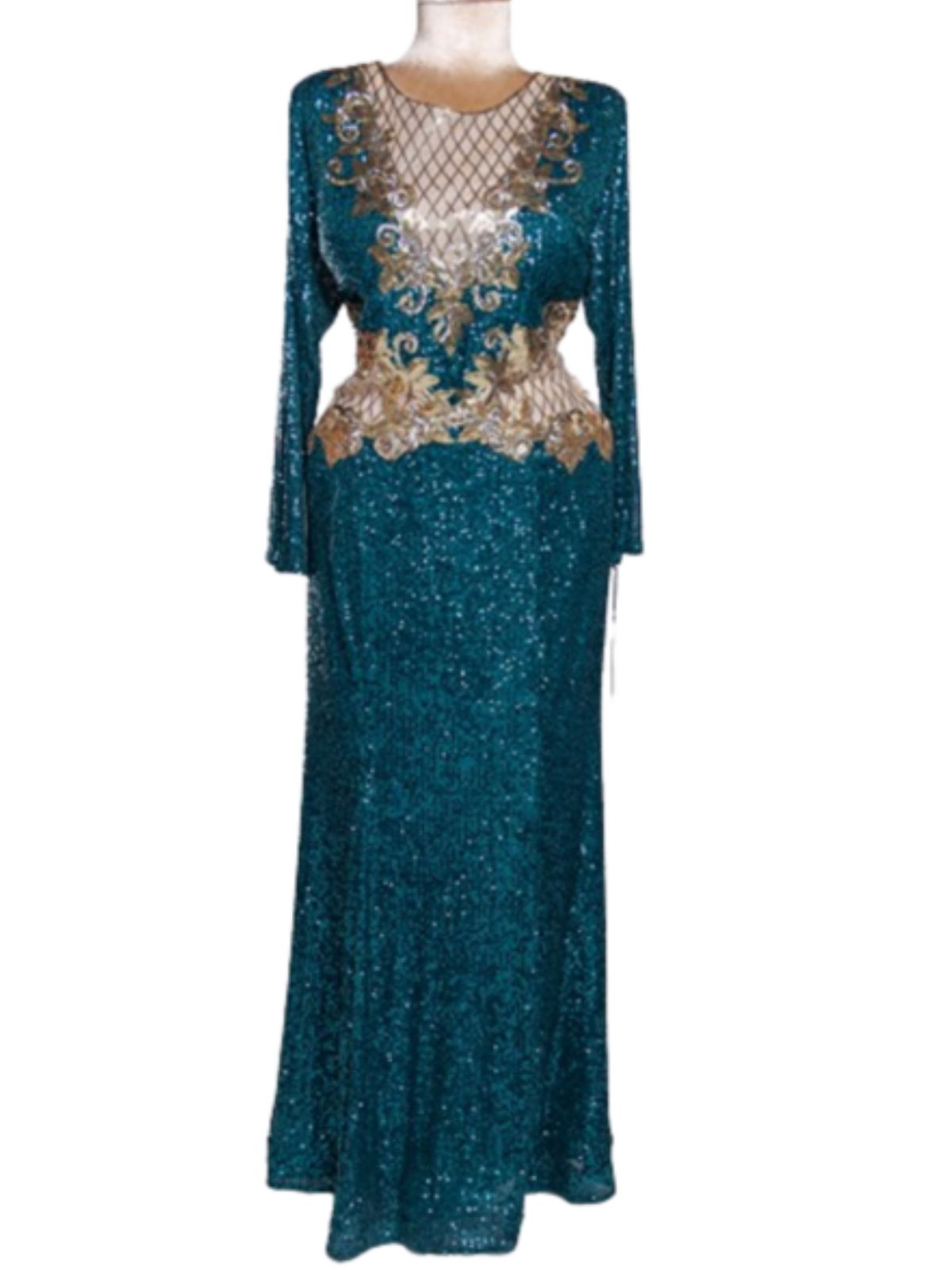 Sequin Stretchy Fit Long Sleeve Party Prom Anniversary Dress