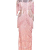 Sequin and Fringes Peplum Cap Sleeves Party Anniversary Dress