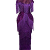 Sequin and Fringes Peplum Cap Sleeves Party Anniversary Dress
