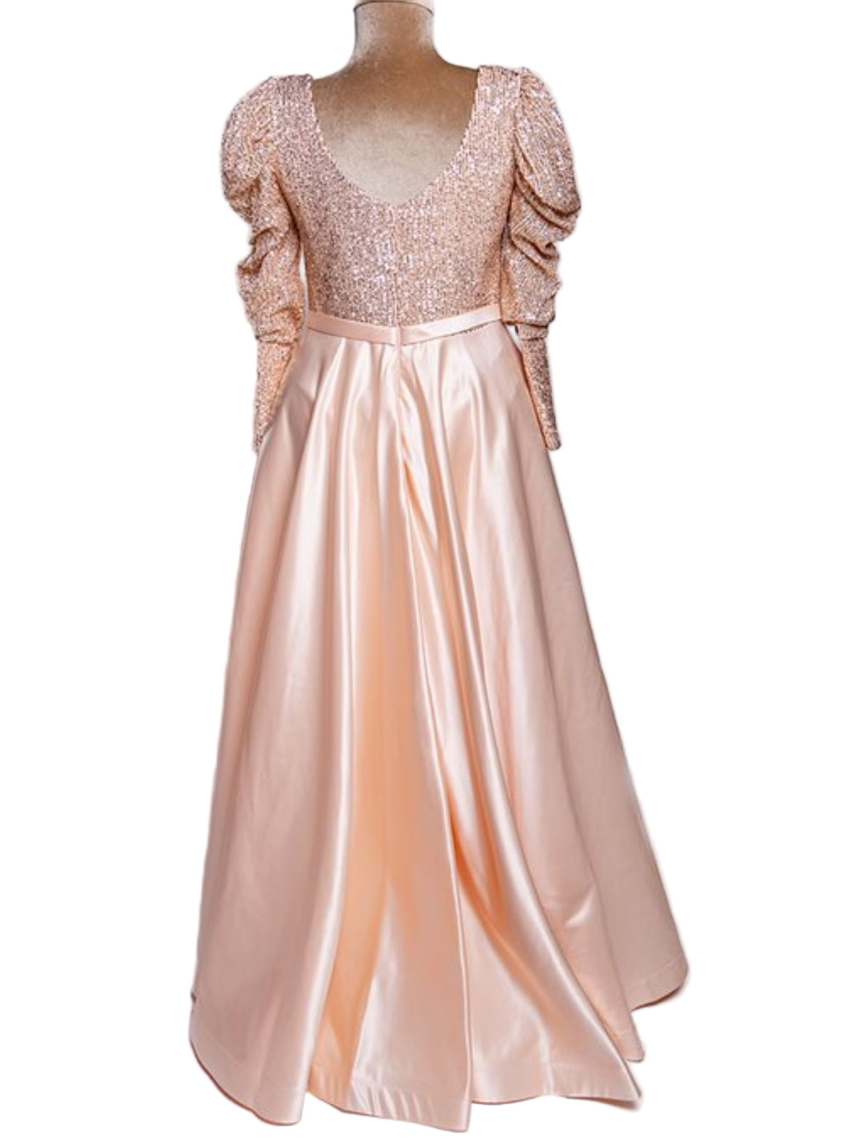 Silky Ball Gown Long Sleeve Party Prom Anniversary Dress