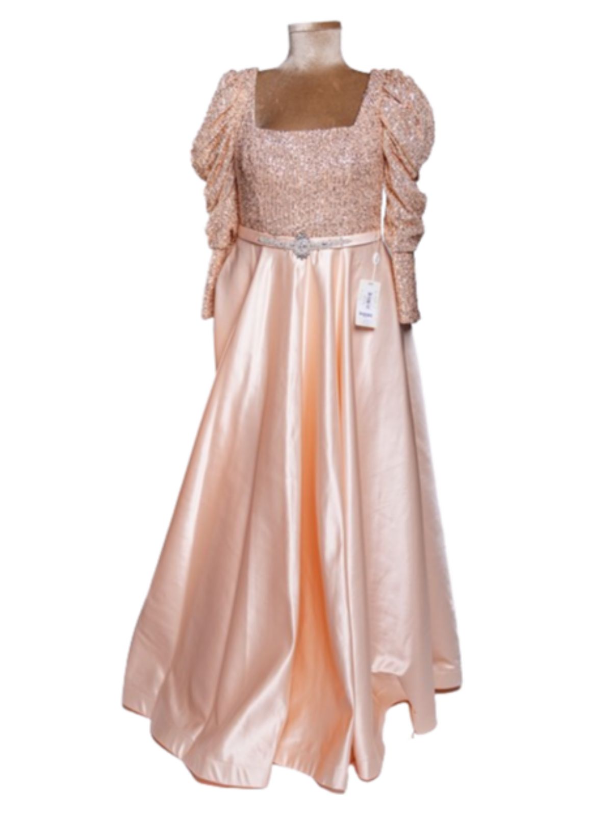 Silky Ball Gown Long Sleeve Party Prom Anniversary Dress