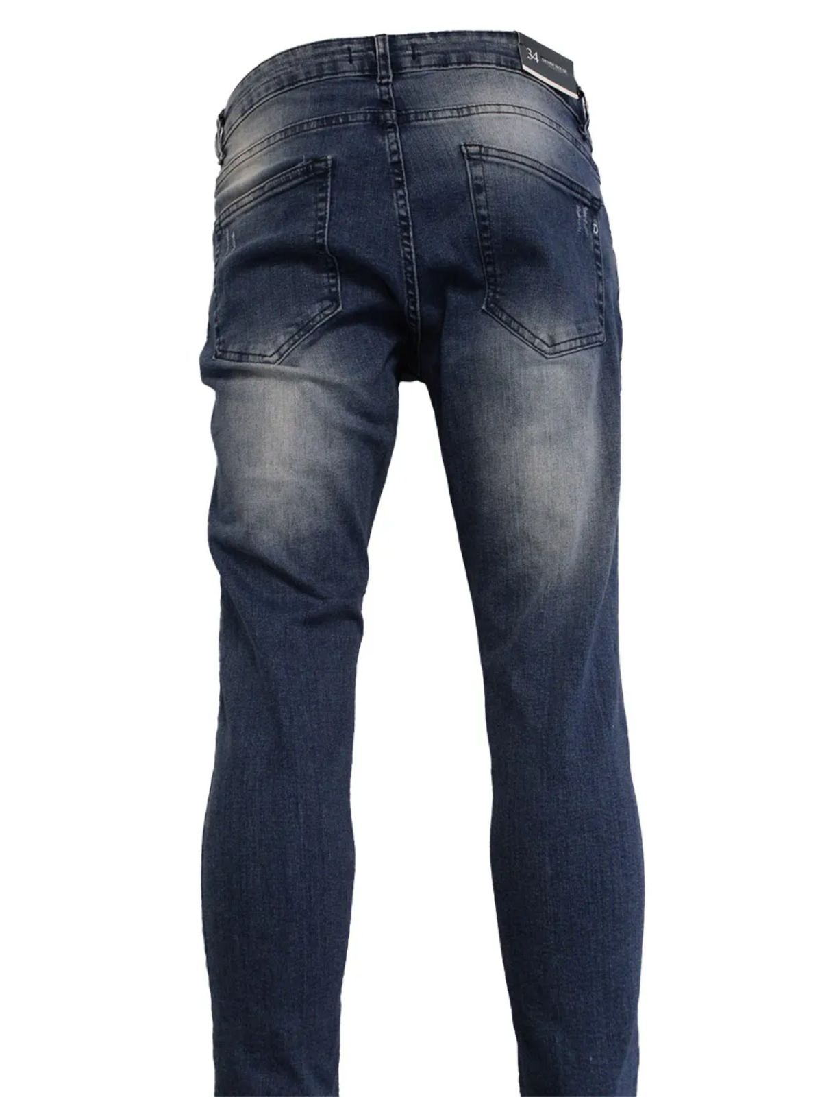 Silver Stud Helix Acid Washed Blue Skinny Fit Jeans
