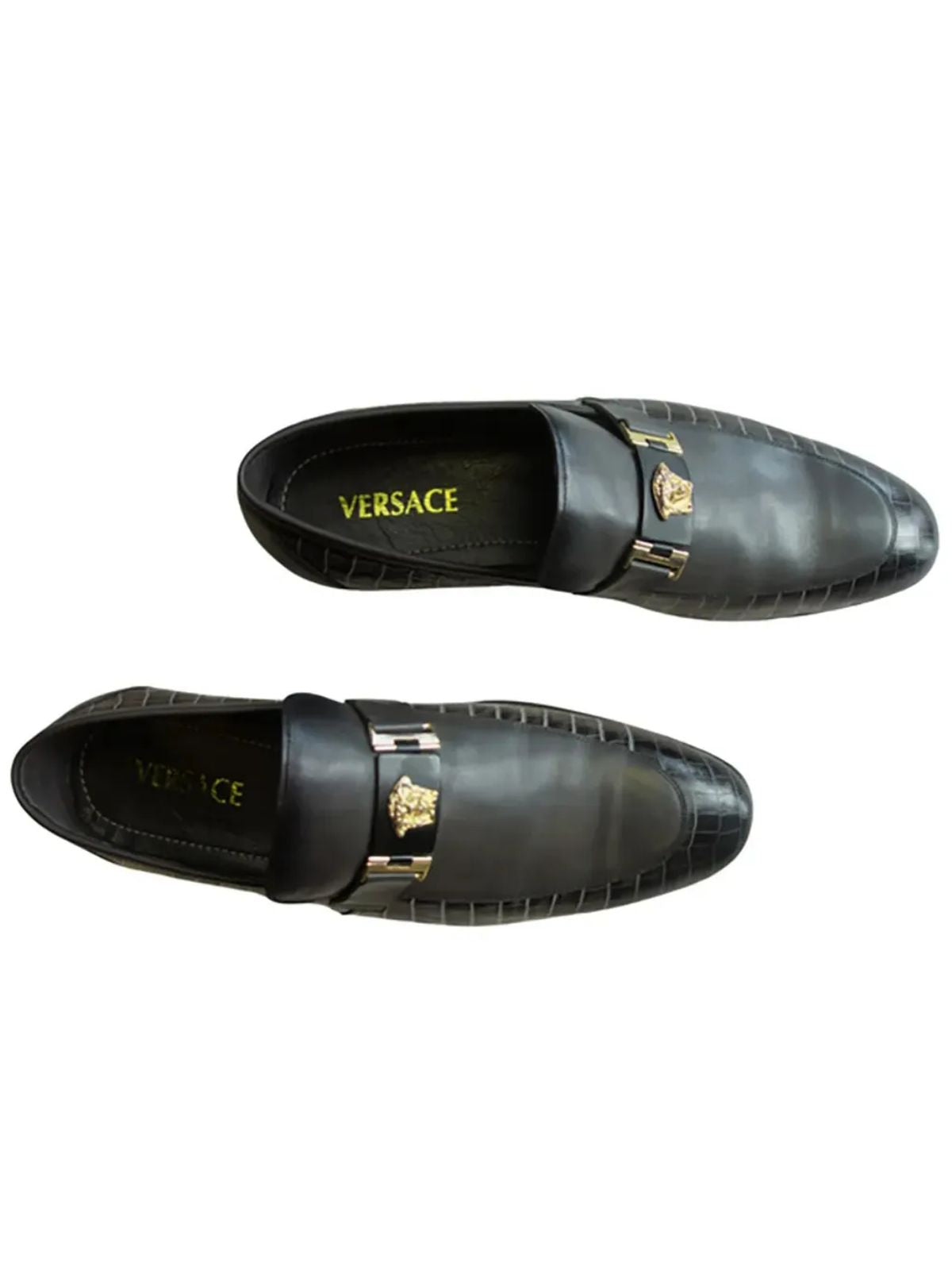 Stylish Black Leather Oxford Dress Shoe with Gold Accessories