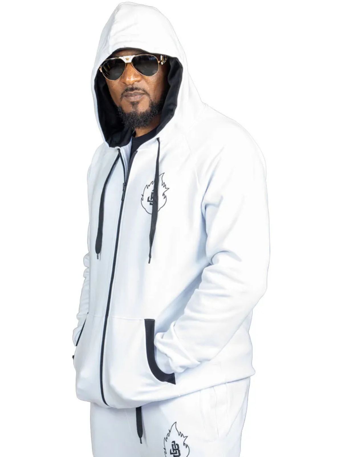 Stylish Unisex White Cotton Tracksuit with White JB logo