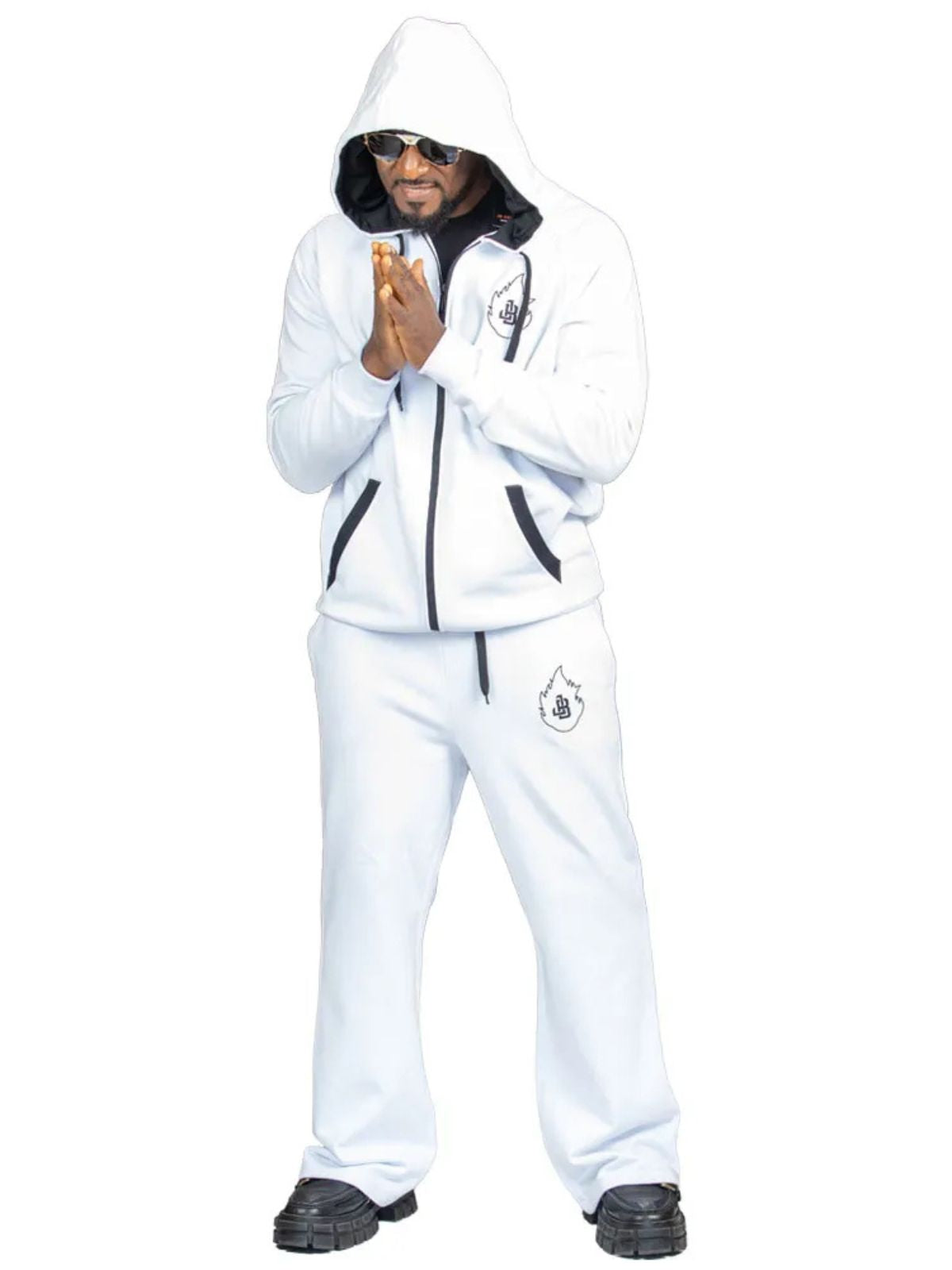 Stylish Unisex White Cotton Tracksuit with White JB logo