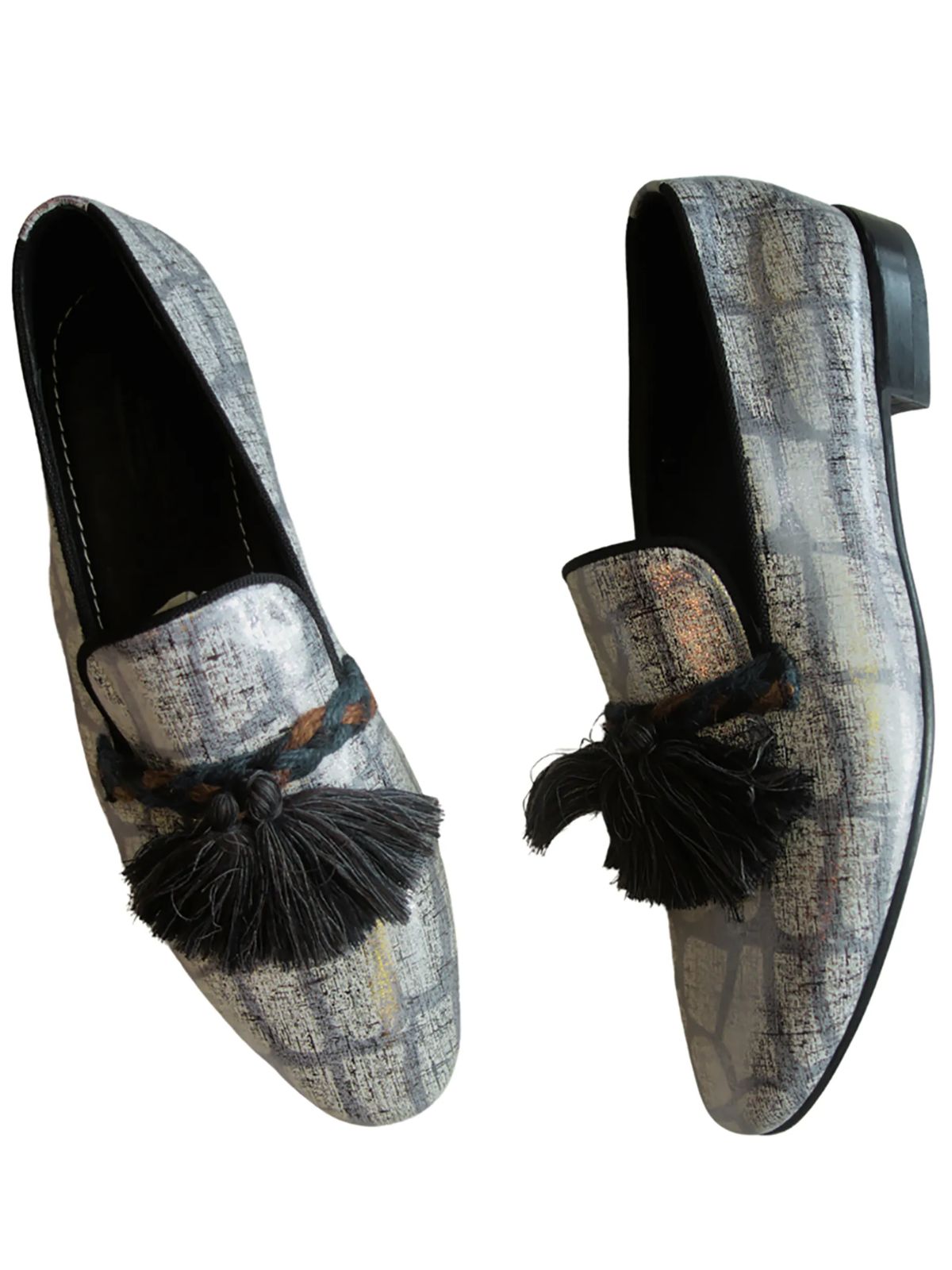 Tiles Design Classy Leather Shoe with Tussles