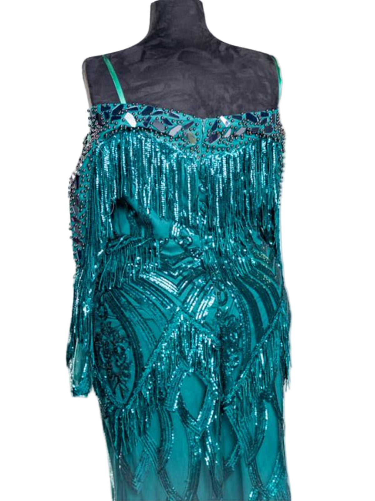 Tussles Off Shoulder Dress with Glass Beads