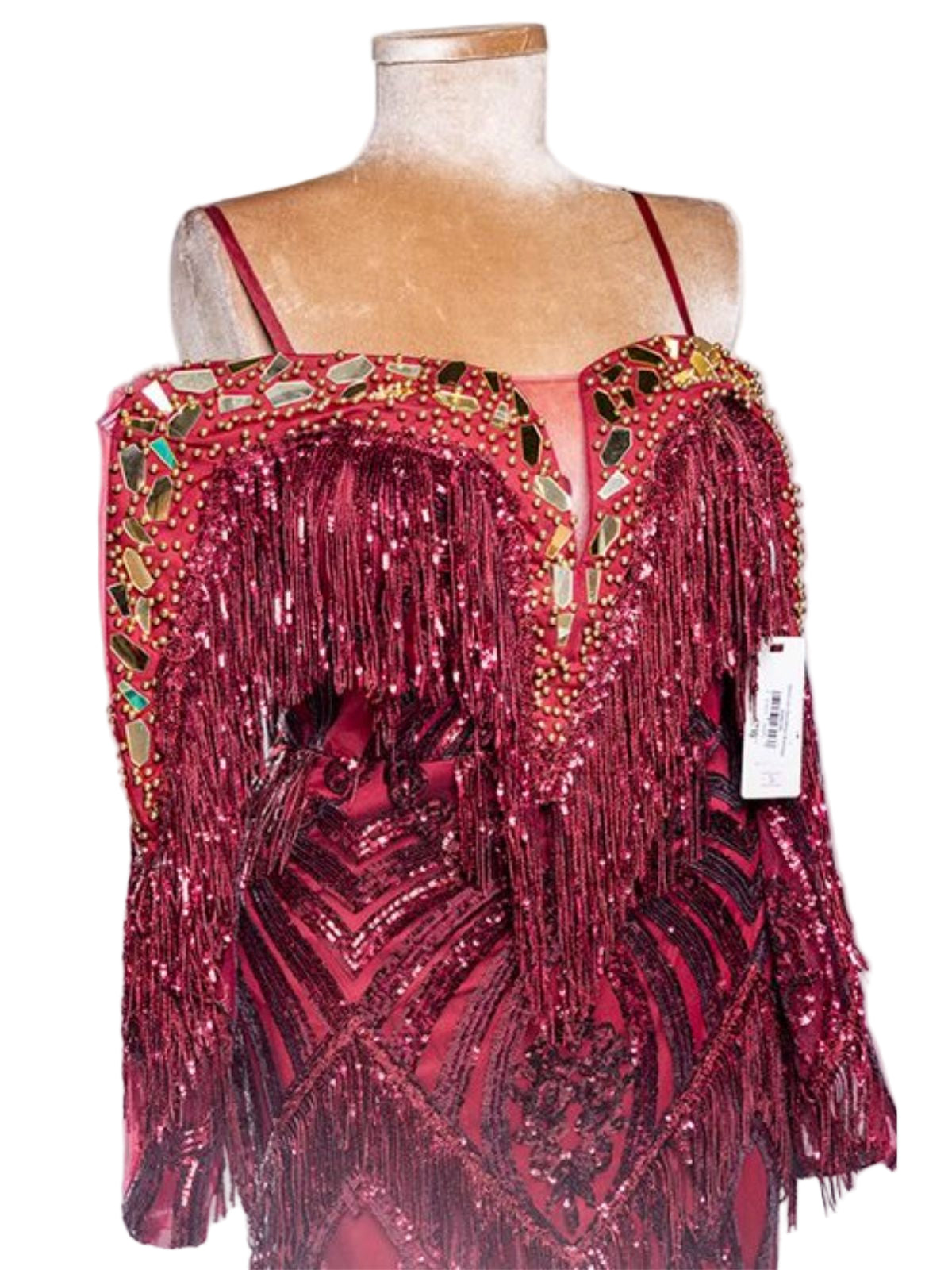 Tussles Off Shoulder Dress with Glass Beads