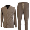 Two-Piece Casual Grey Button Up Shirt And Sweats Set
