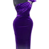 Velvet Stretchy Fit Bridesmaid Party Dress