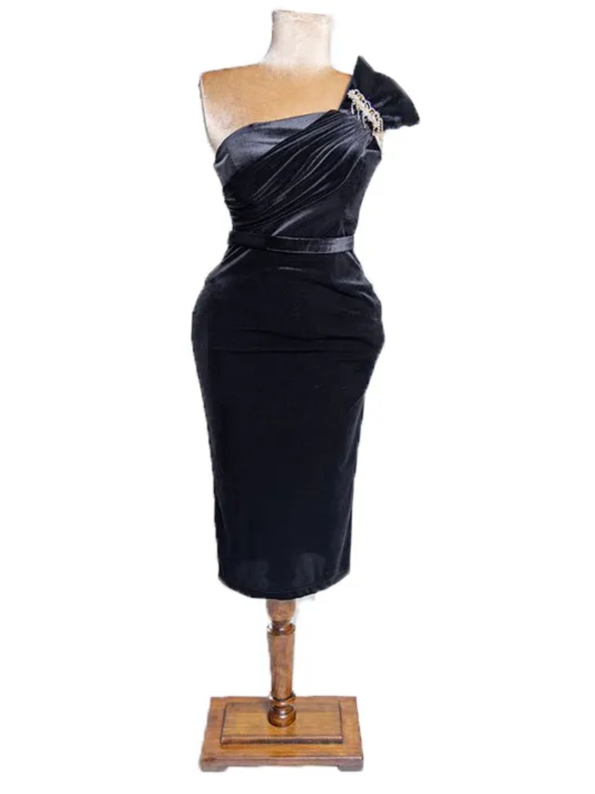 Velvet Stretchy Fit Bridesmaid Party Dress