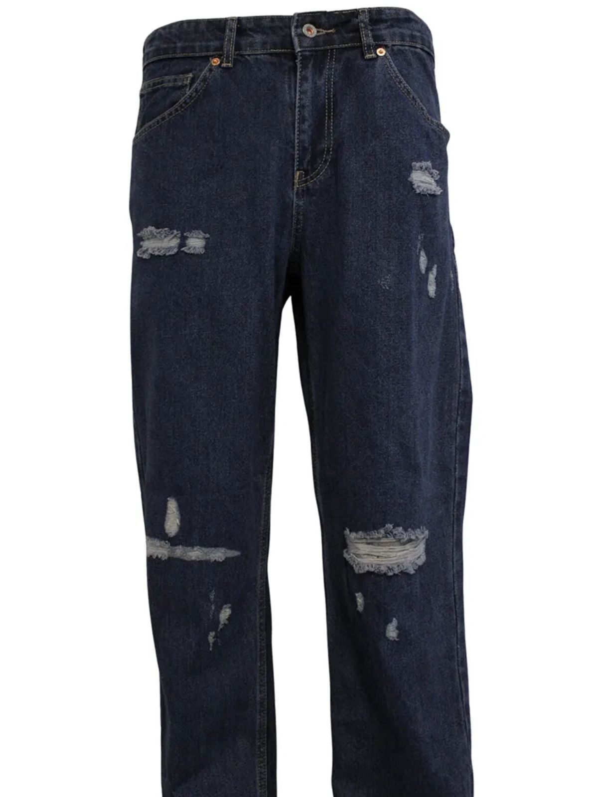 Wide Bottom Dark Blue Ripped Jeans