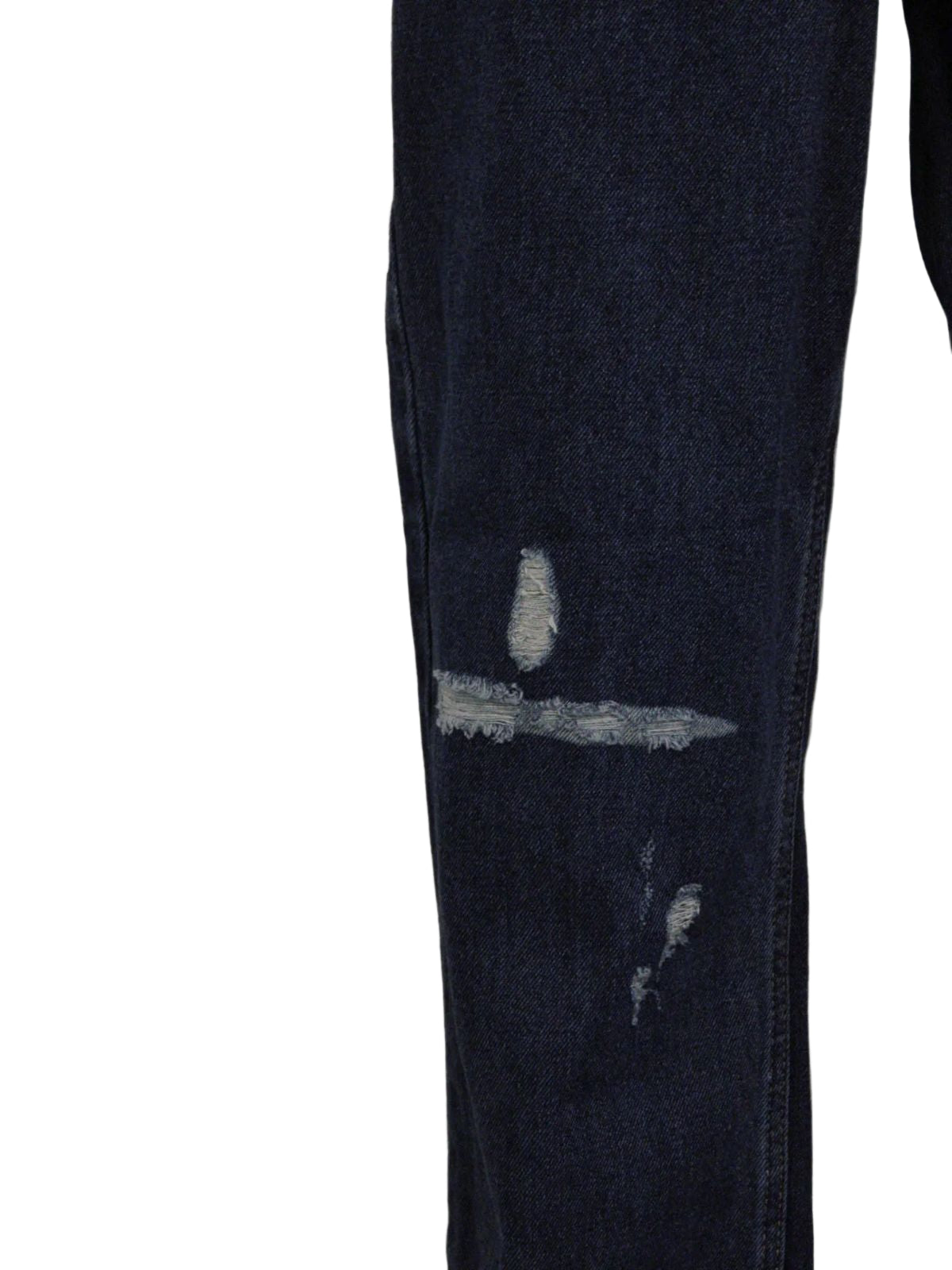 Wide Bottom Dark Blue Ripped Jeans