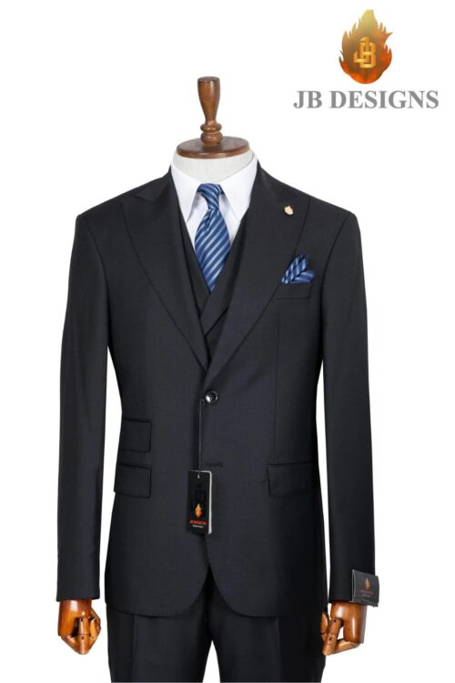 A JB 100% WOOL Black Single Breasted Suit