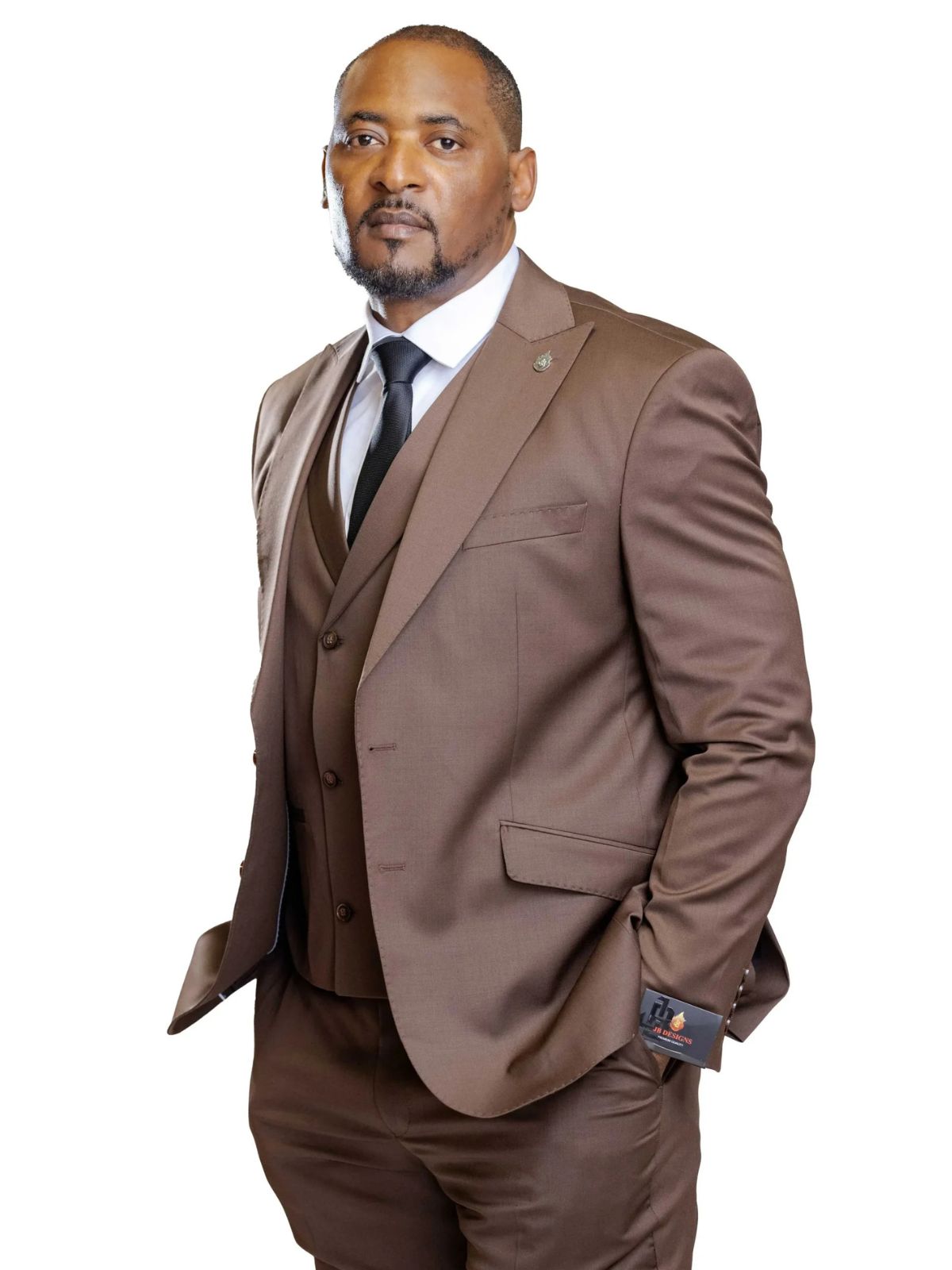 A JB 100% WOOL Dark Brown Single Breasted Suit - Image 3