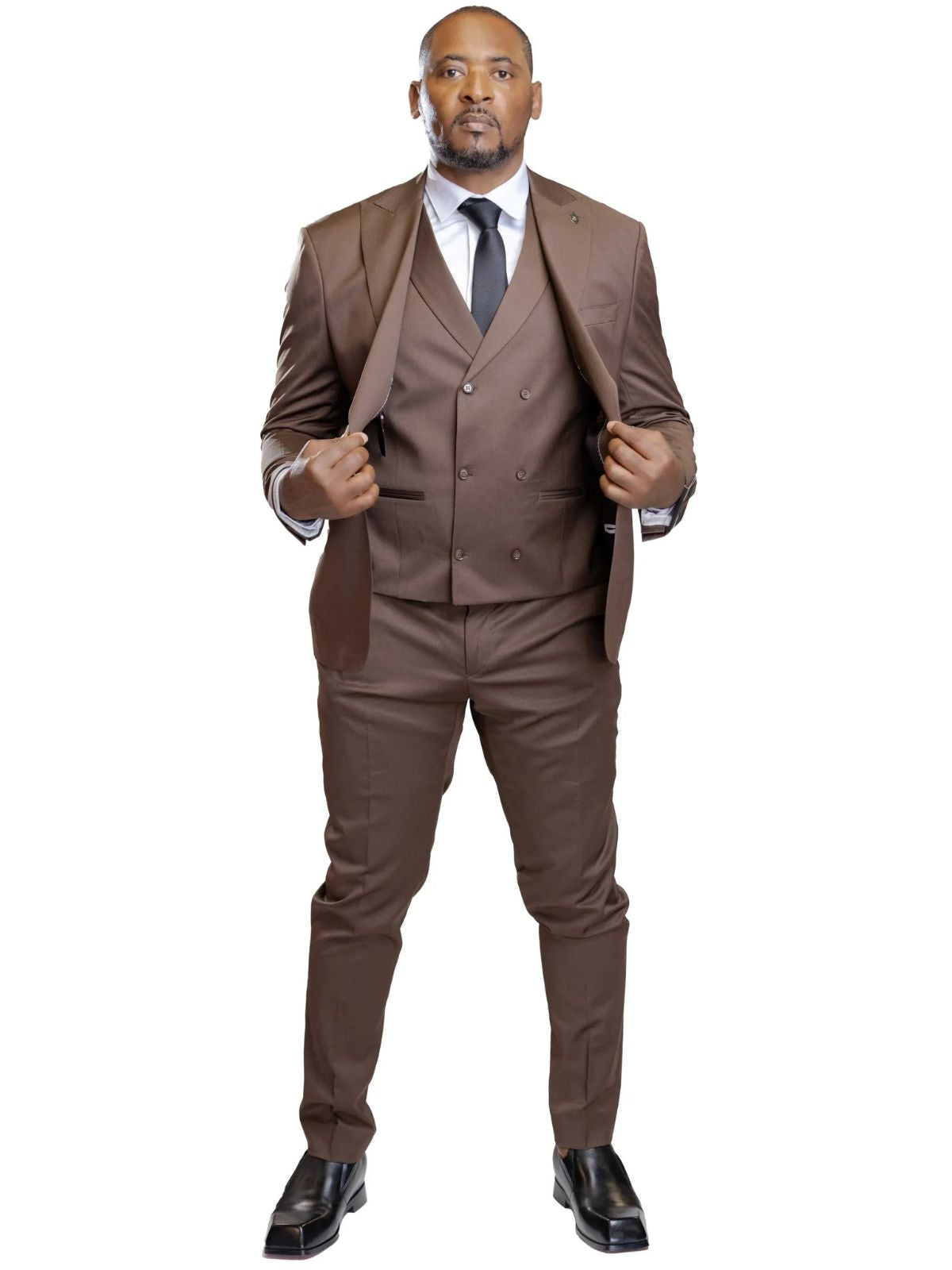 A JB 100% WOOL Dark Brown Single Breasted Suit - Image 5