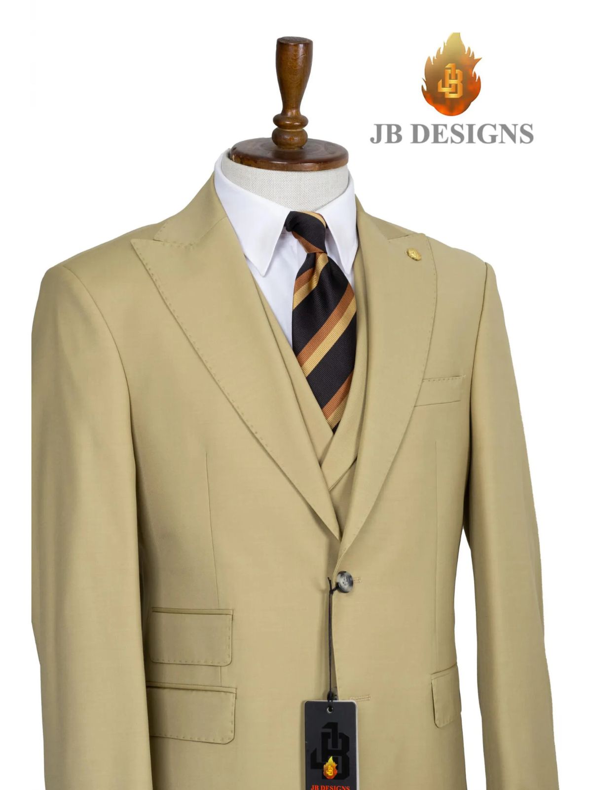 A JB 100% WOOL Khaki Single breasted Suit - Image 2