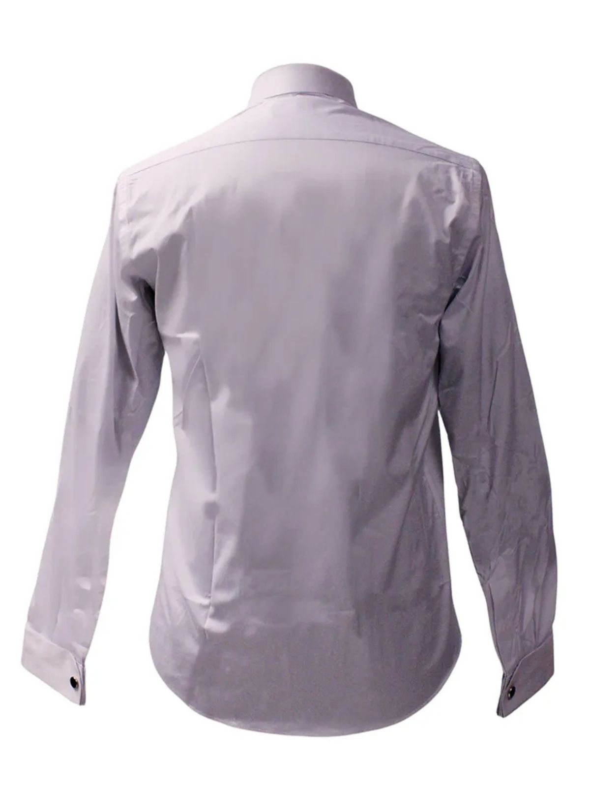 Black Diamond Collar Bright White Cotton Shirt with Black Cuffs - Image 2