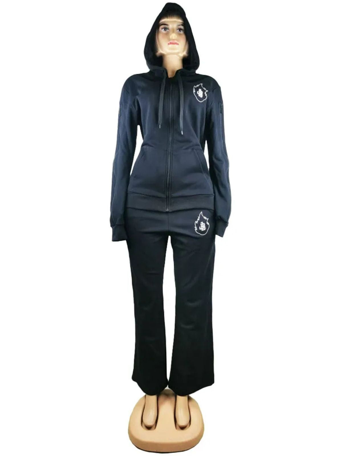 Evaluate the Ultimate Stylish Unisex Black Tracksuit - Image 2