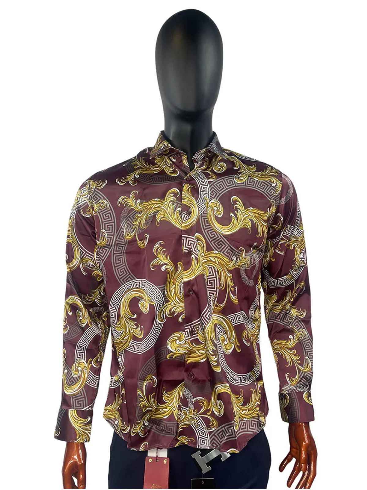 Golden Dragon Leaf Burgundy Shirt