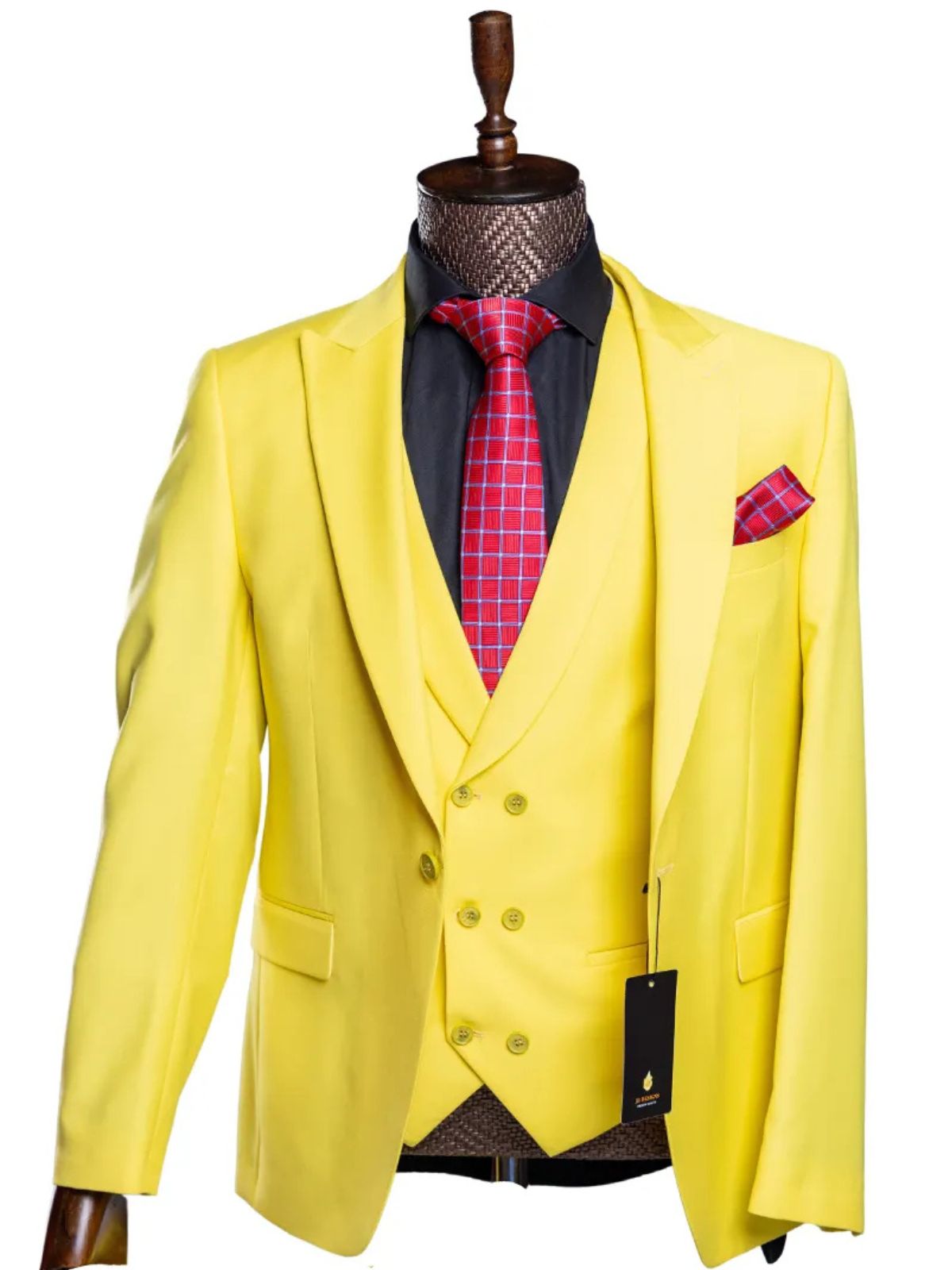 JB Design Men’s 3pc Slim Fit Suit Double Breasted Vest Suit Set - Image 2