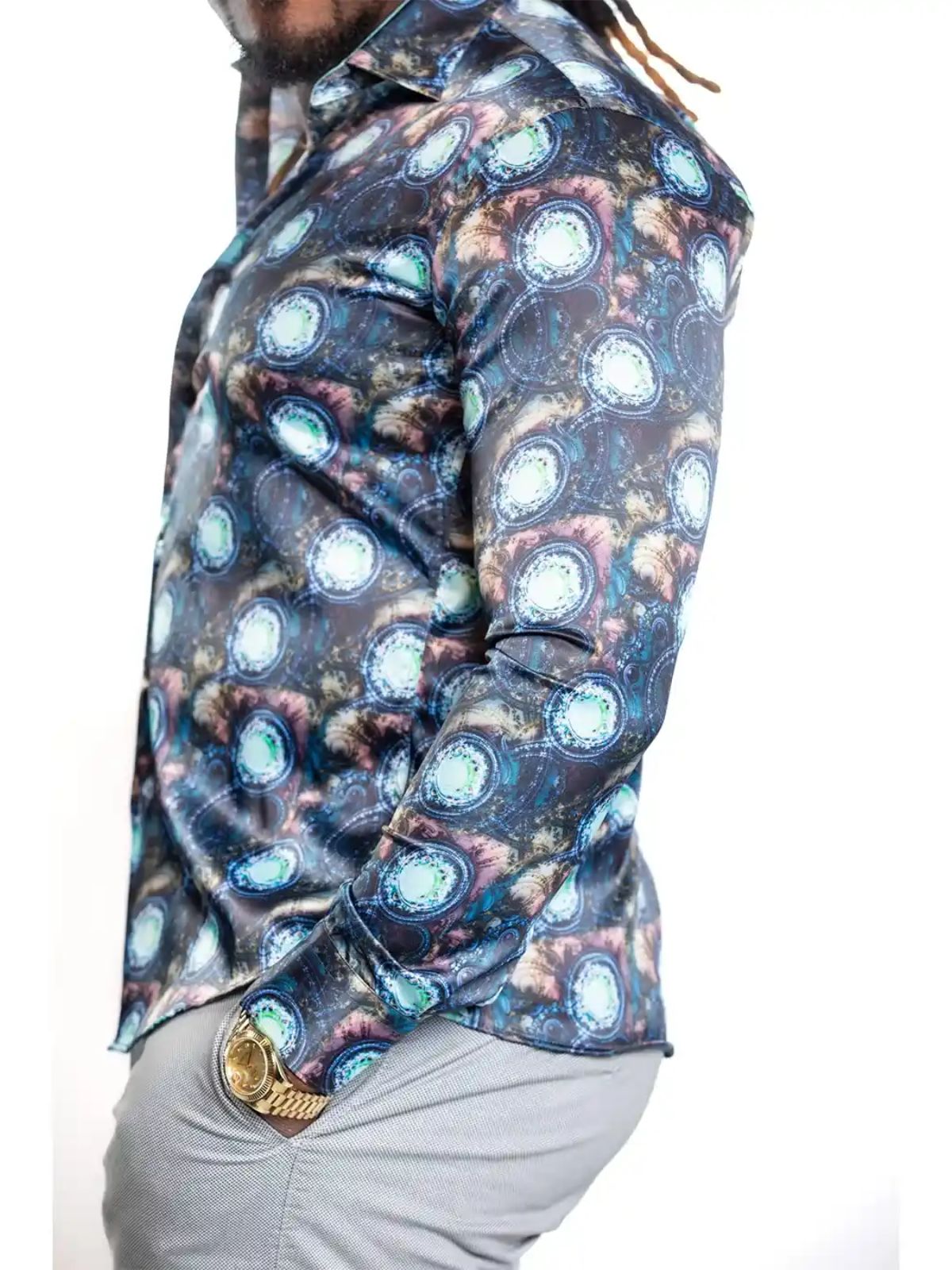 JB Designs Galaxy Patterned Silk Shirt - Image 3