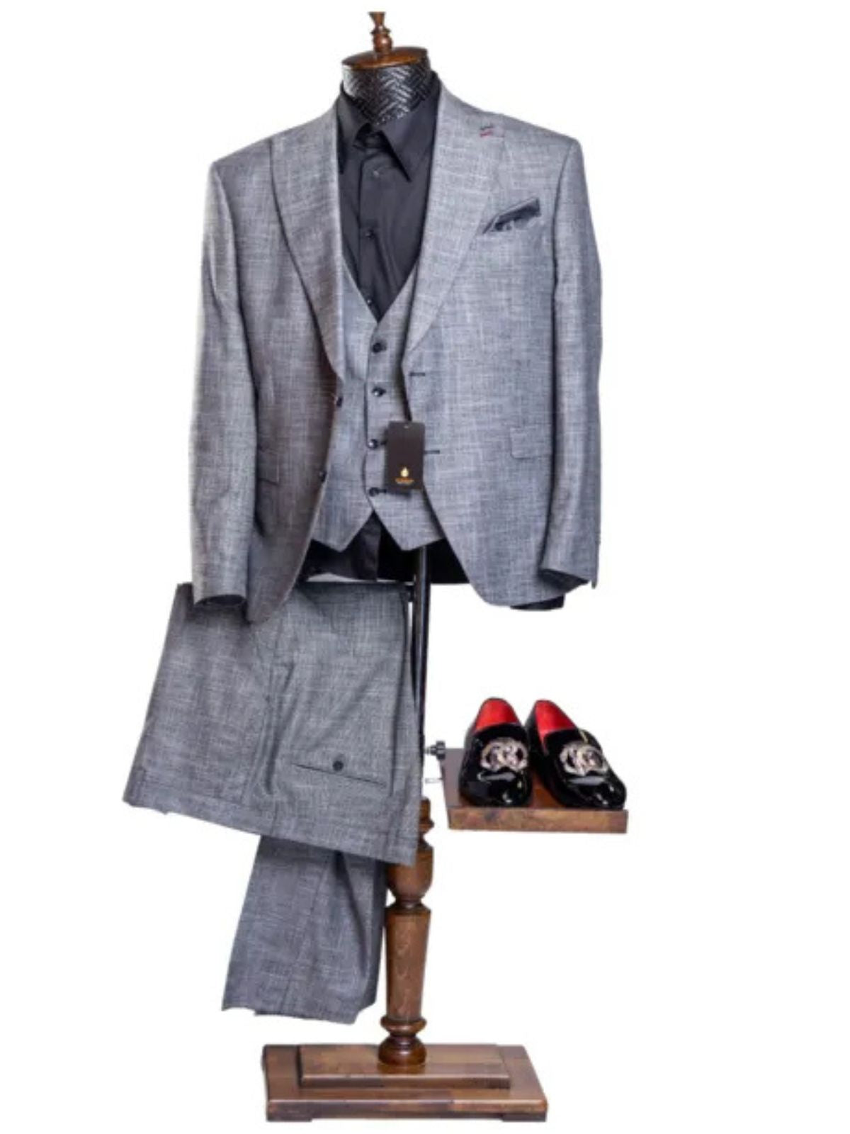 JB Designs Men’s 3pc Grey Slim Fit Suit Two Button Blazer Suit Set