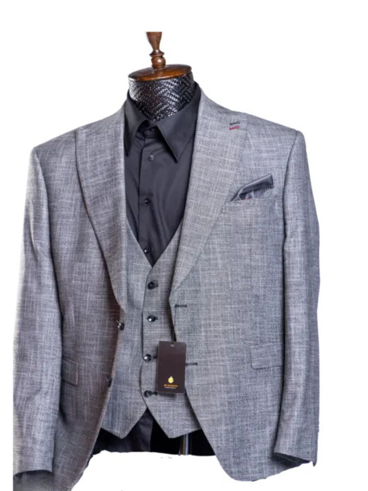 JB Designs Men’s 3pc Grey Slim Fit Suit Two Button Blazer Suit Set - Image 2