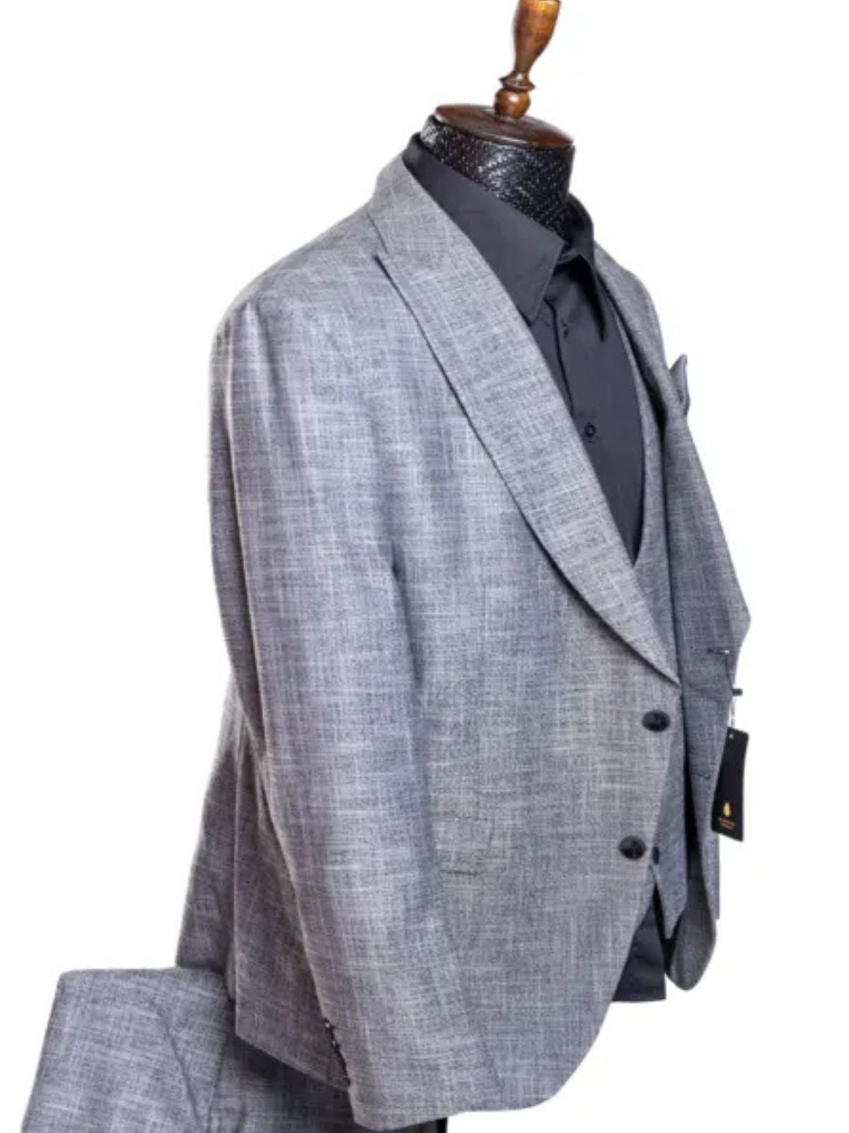 JB Designs Men’s 3pc Grey Slim Fit Suit Two Button Blazer Suit Set - Image 3