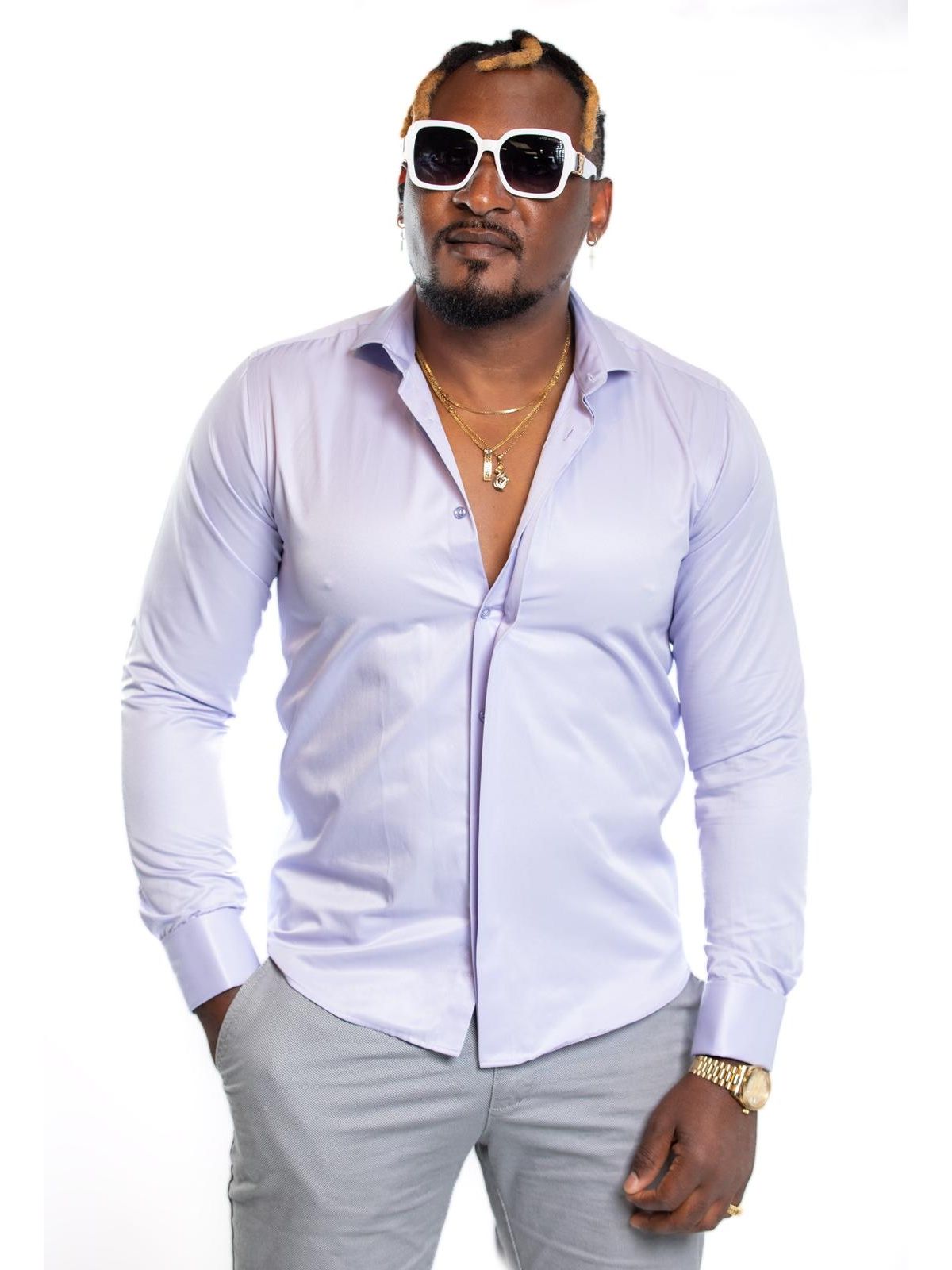 JB Designs Solid Color Cotton Long Sleeve Shirts with Black Cuffs