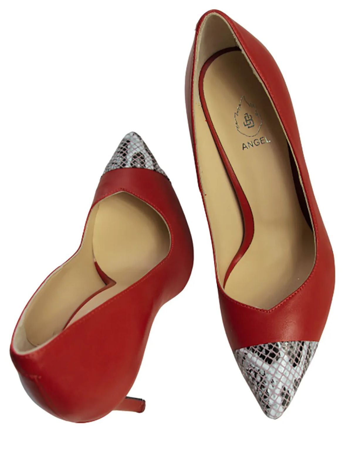 JB Designs Solid Color with Snakeskin Pointy 4inch High Heels - Image 5