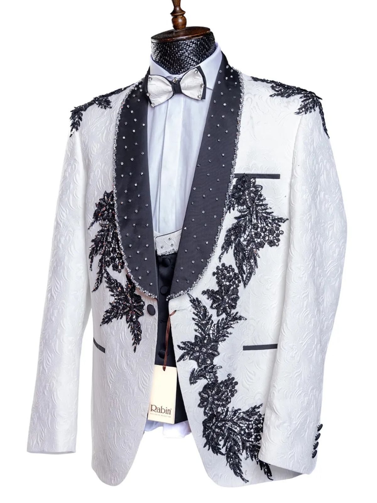 JB Men’s 3pc Slim Fit Stylish Beaded Designs Wedding Suit - Image 2