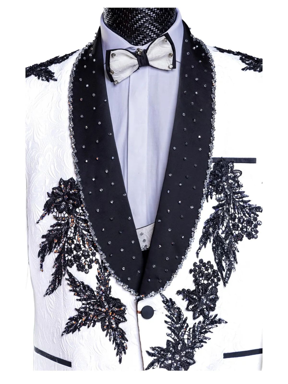 JB Men’s 3pc Slim Fit Stylish Beaded Designs Wedding Suit - Image 3