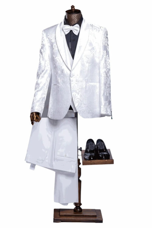 JB Quesste Men’s 3pc Slim Fit With Floral Blazer Wedding Suit