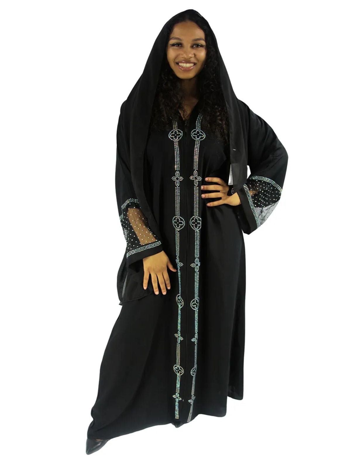 Ladies’ Black Abaya/Agbaya Lightweight Long-sleeved Kaftan Maxi Dress - Image 2