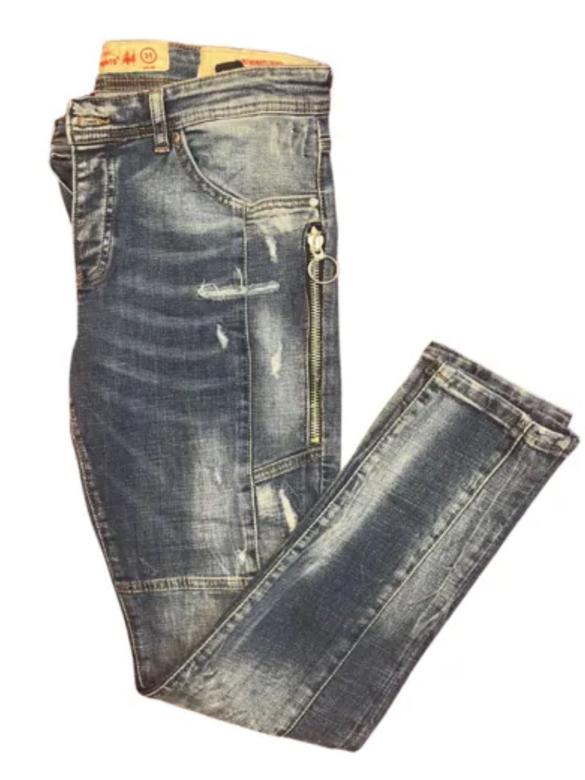 Light Blue Skinny Jeans with Side Zippers - Image 3
