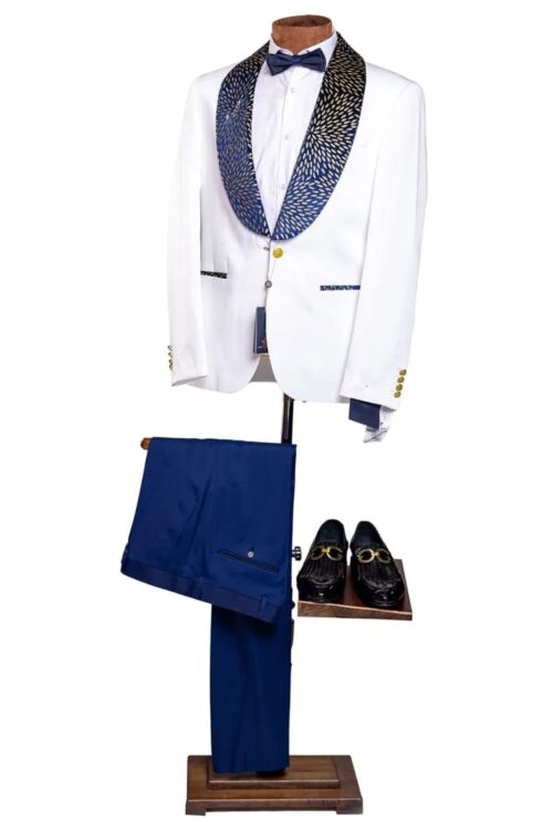 Marco Lorenzo Men’s 2pc Slim Fit Stylish Collar Wedding Suit