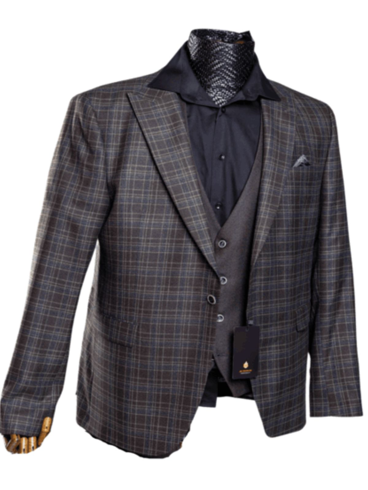 Men’s 3pc Slim Fit Checkered Pattern Suit Sets - Image 3