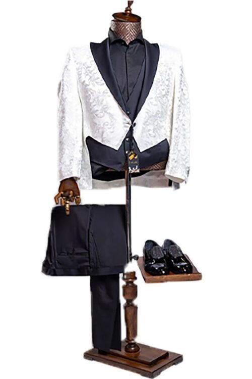 Rabin 3pc Ivory Creamy Colored Suit Set with Tailed Blazer