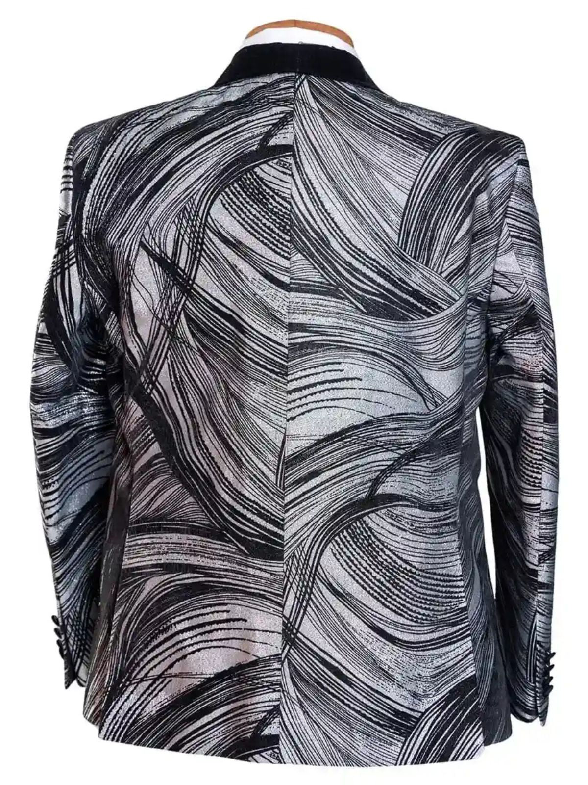 Rabin Brushed Pattern Black and White 3pc Suit Set - Image 4