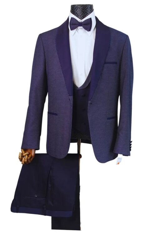 Rabin Men’s 3pcs Slim Fit Mini Checkered Blazer