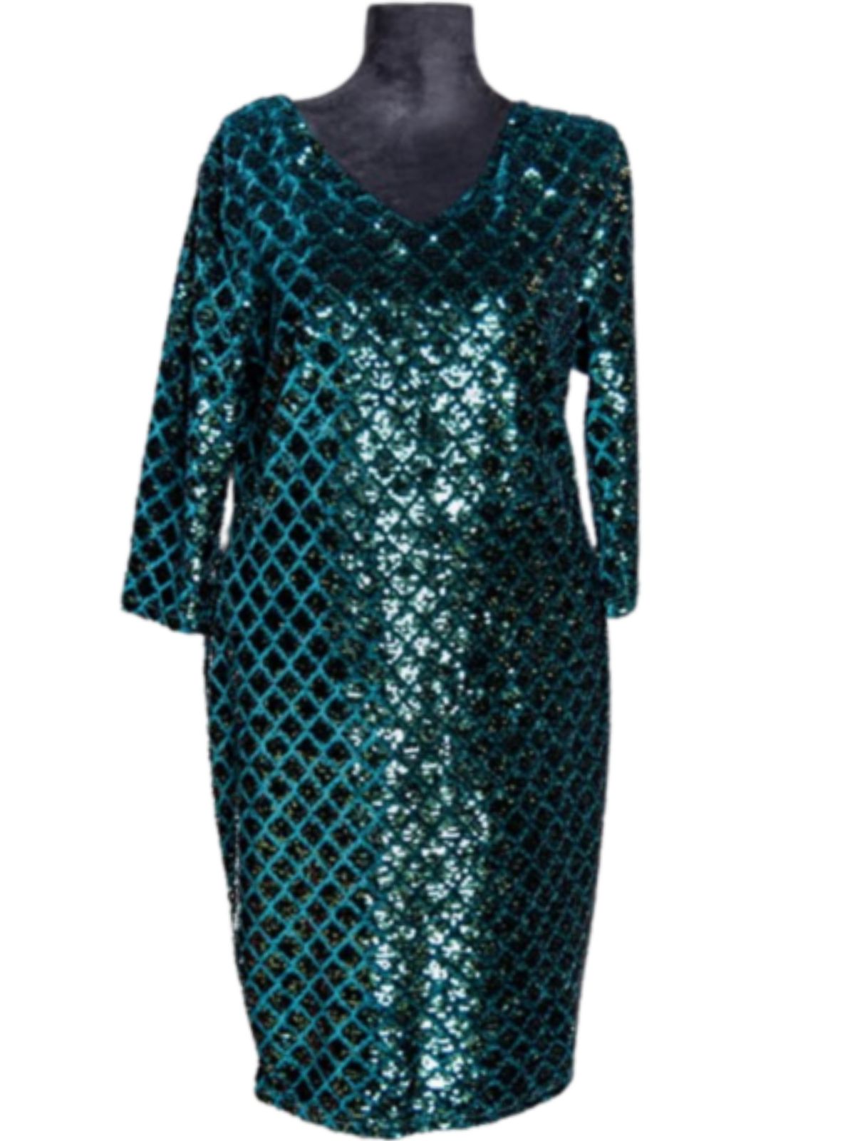 Sequin Long Sleeves Midi Dress Loose Fit Party Dress - Image 2