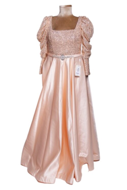 Silky Ball Gown Long Sleeve Party Prom Anniversary Dress