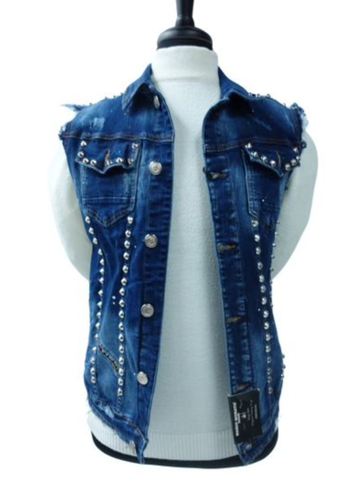 Sleeveless Punk Denim Vest Jackets Motorcycle Trucker Jean Jackets - Image 4