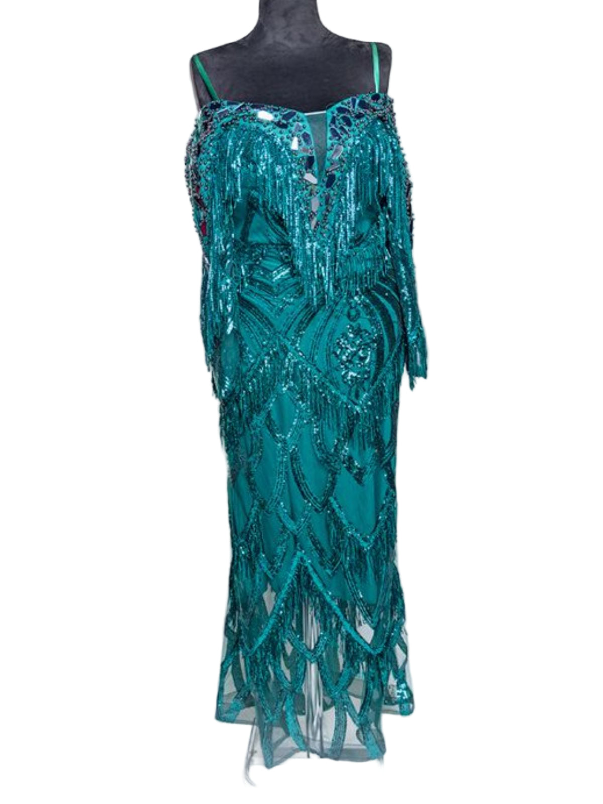 Tussles Off Shoulder Dress with Glass Beads - Image 2